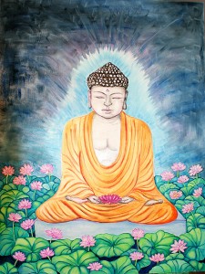 Buddha i lotusdam    120 x 90